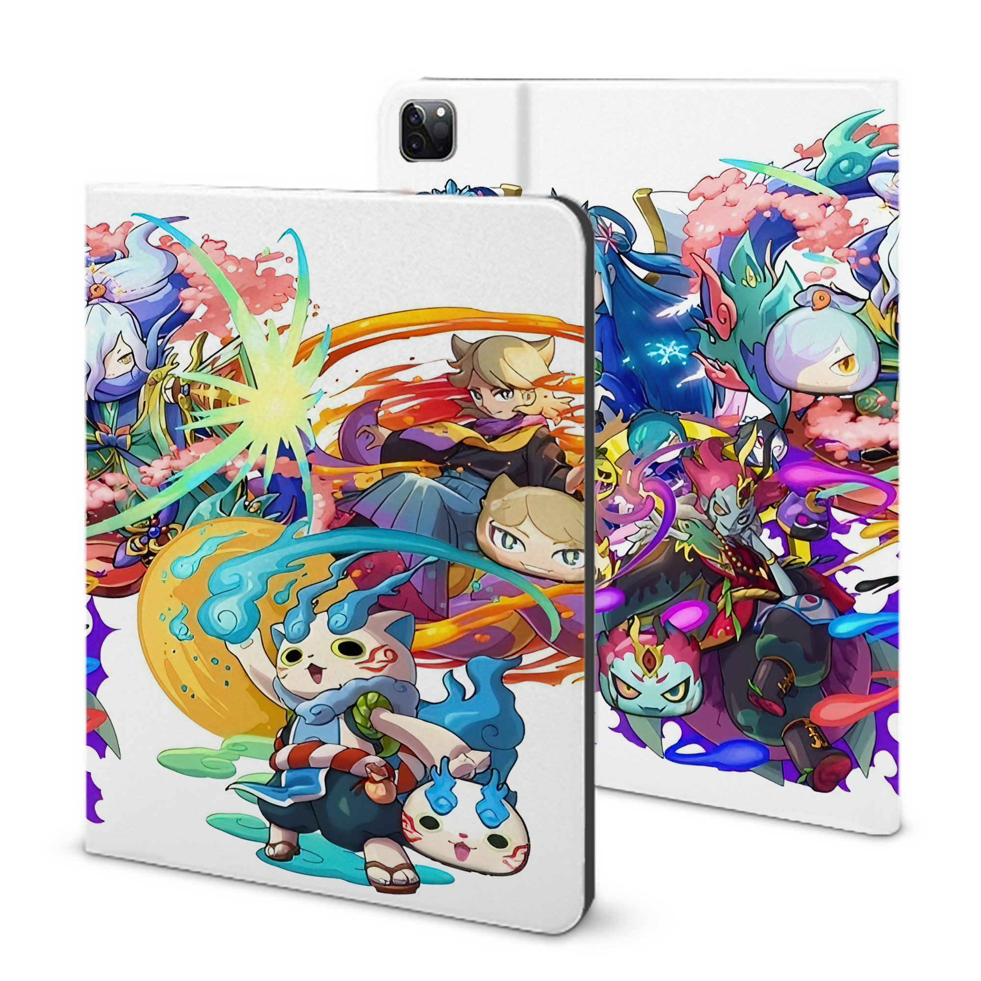 （画像用） 妖怪ウォッチ Yo-kai Watch IPad ケース ブック型 PUレザー TPU 耐衝撃 軽量 薄型 ペン収納なし 全面保護 IPad 各モデル対応